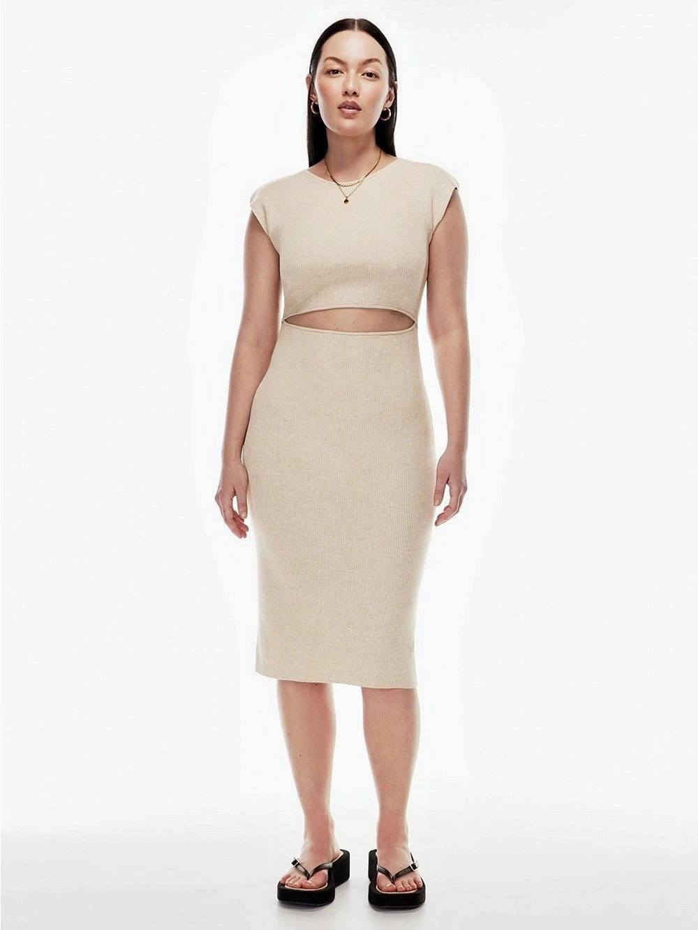 Aritzia Wilfred Free Cut-Out Knit Midi Dress Size Small